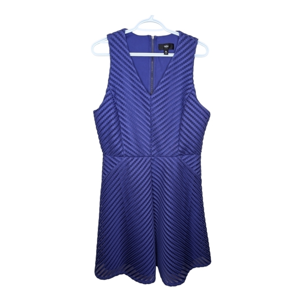 Mossimo Sleeveless Purple Fit n Flare Textured V Neck Dress Women XL